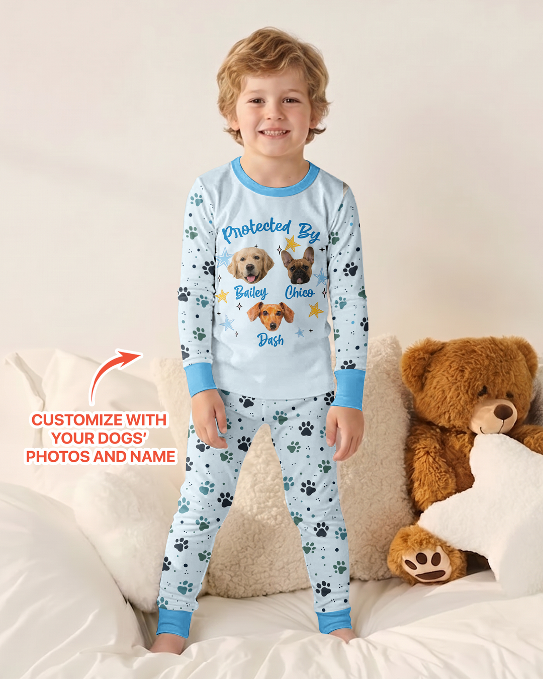 Cute Pet Photo Bamboo Two Piece Long Sleeve Pajama Set