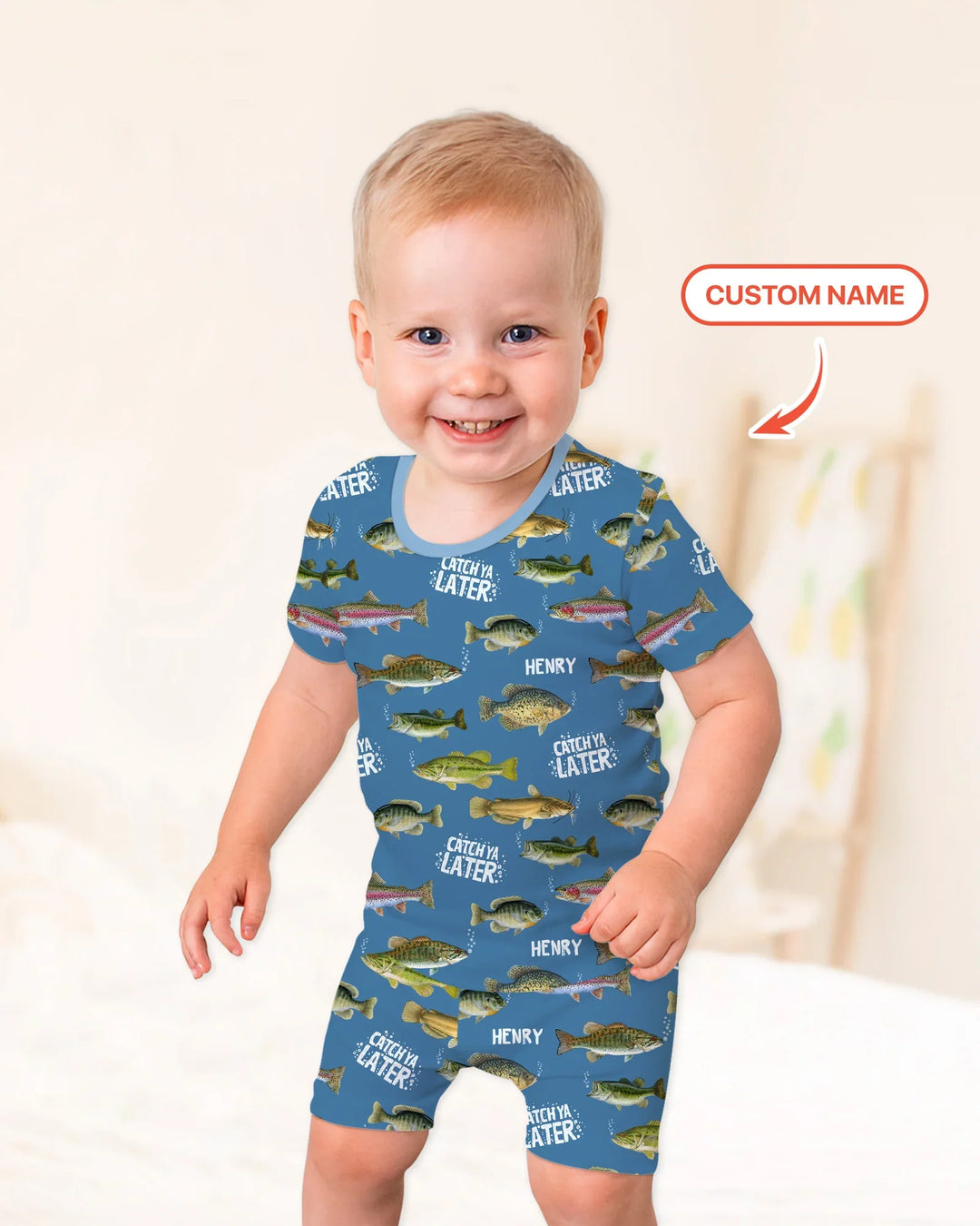 Zweiteiliges Pyjama-Set mit kurzen Ärmeln und Shorts im Sommer-Design
