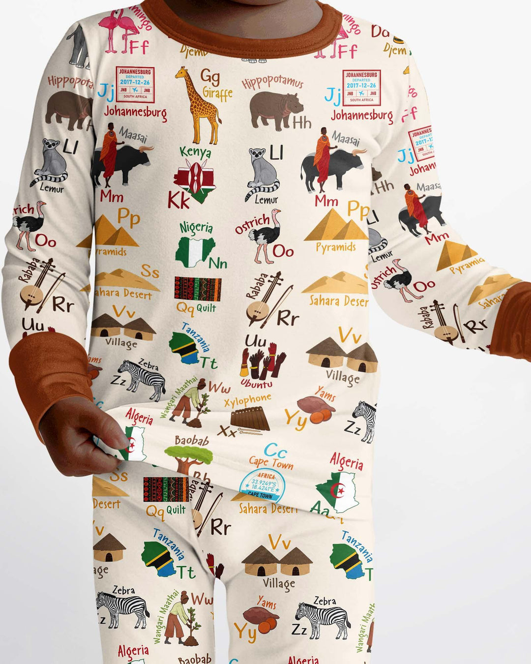 Zweiteiliges Langarm-Pyjama-Set mit Sommerfrüchten