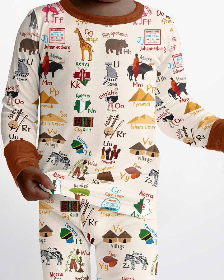 Zweiteiliges Langarm-Pyjama-Set mit Sommerfrüchten
