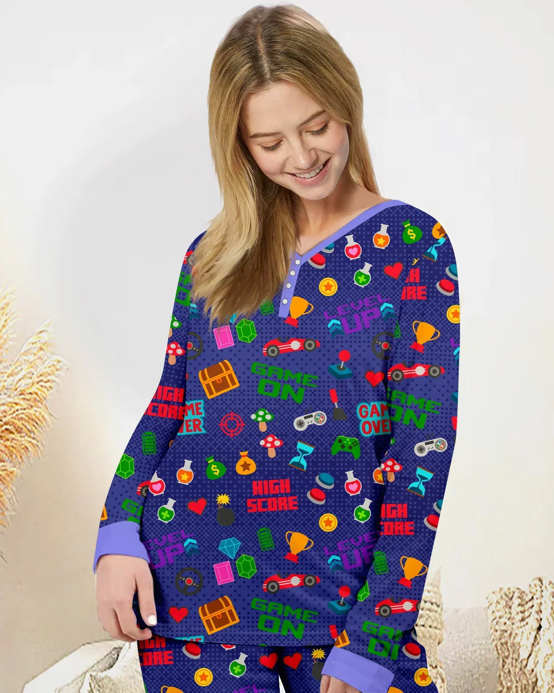 Gamer Mode On Familien-Partnerlook Bambus Damen Pyjama-Set