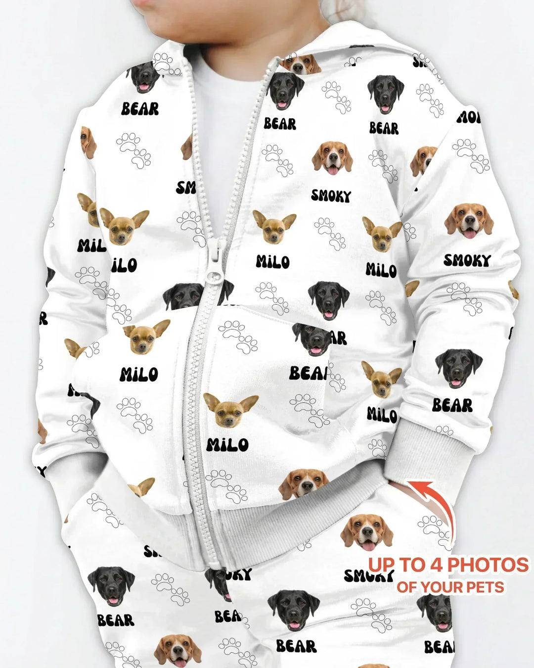 Personalisierter Hoodie mit Namen und Tierfotos aus Bambus