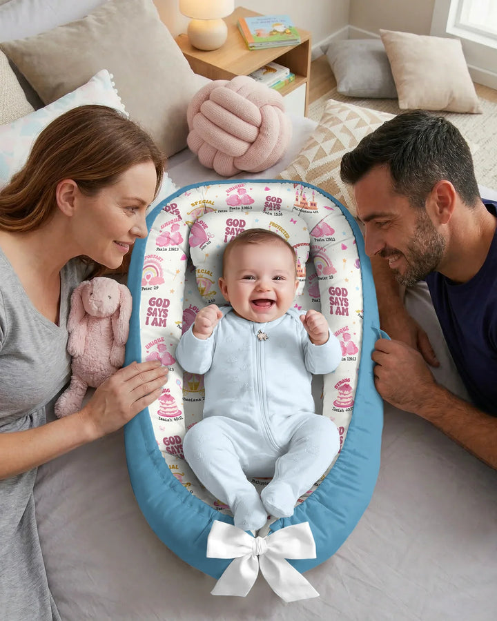 Gott sagt, ich bin ein Mädchen – Babynest aus Bambus