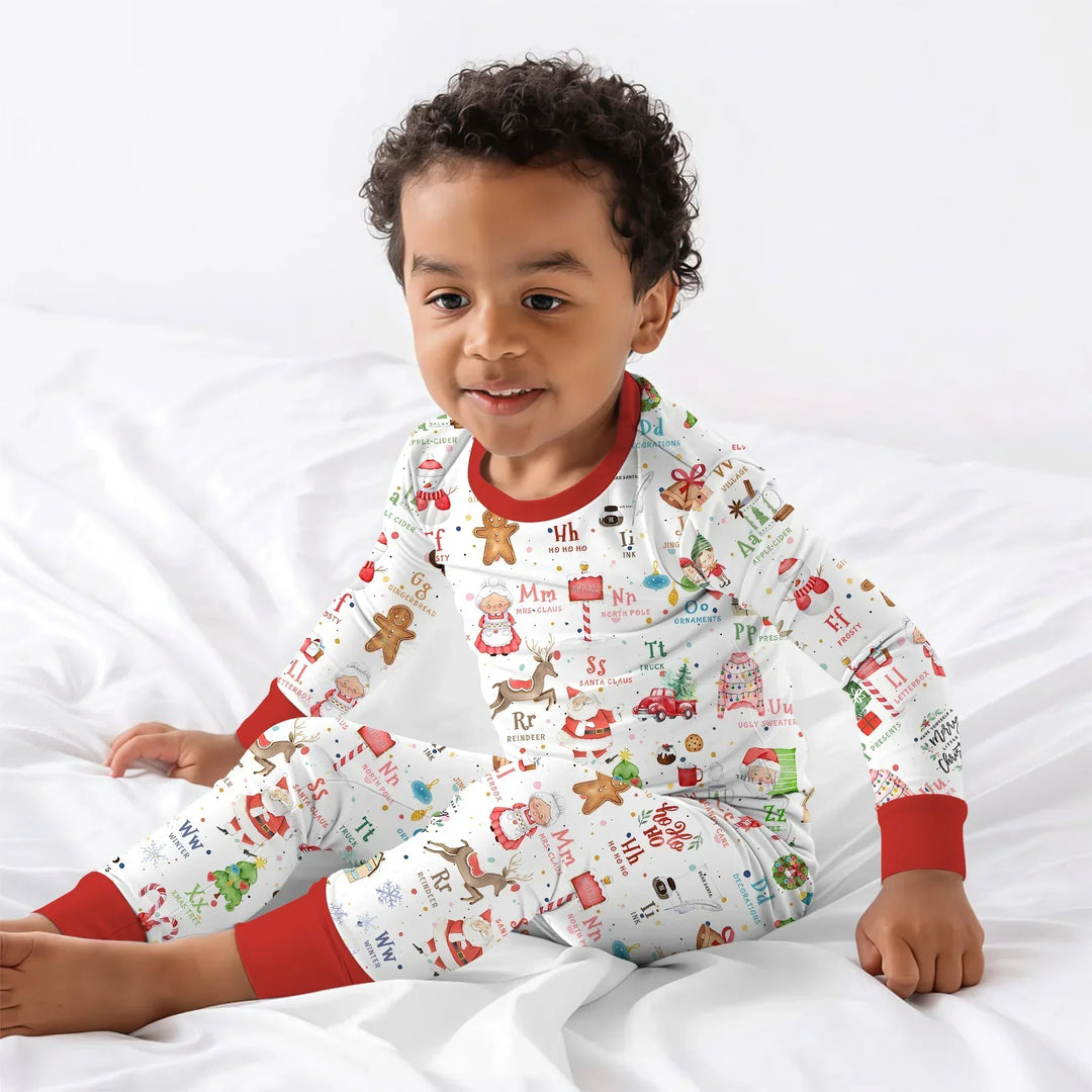 Christmas Alphabet Bamboo Two Piece Long Sleeve Pajama Set