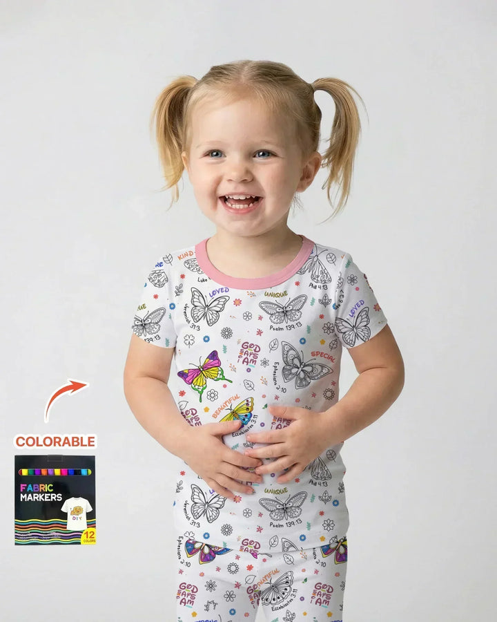 Zweiteiliges, kurzärmliges Pyjama-Set mit Marienkäfern
