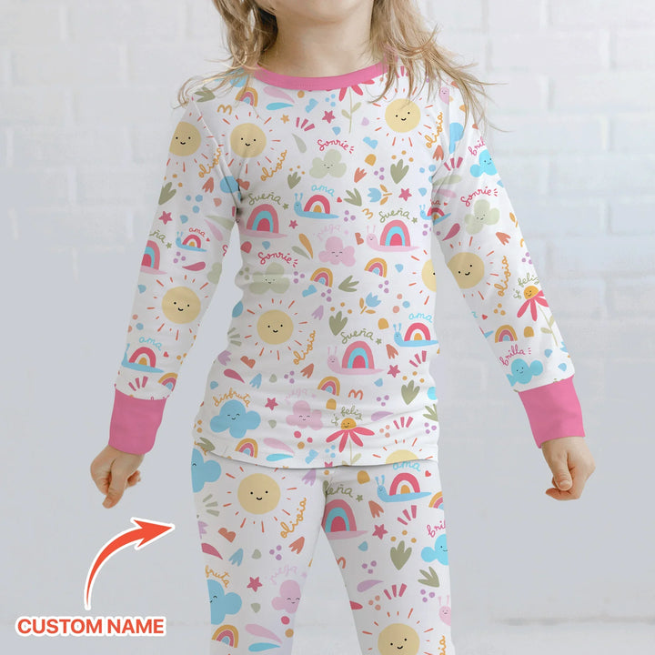 Zweiteiliges Langarm-Pyjama-Set mit Sommerfrüchten