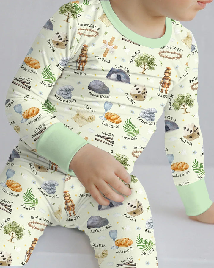 He Is Risen Family Matching Bamboo Two Piece Long Sleeve Pajama Set