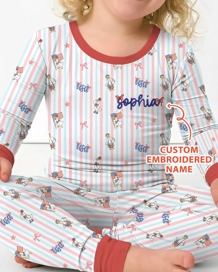 Zweiteiliges Langarm-Pyjama-Set mit Sommerfrüchten