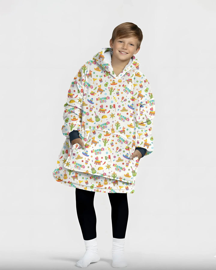 Cinco de Mayo Familie passende tragbare Bambus-Decken-Hoodie
