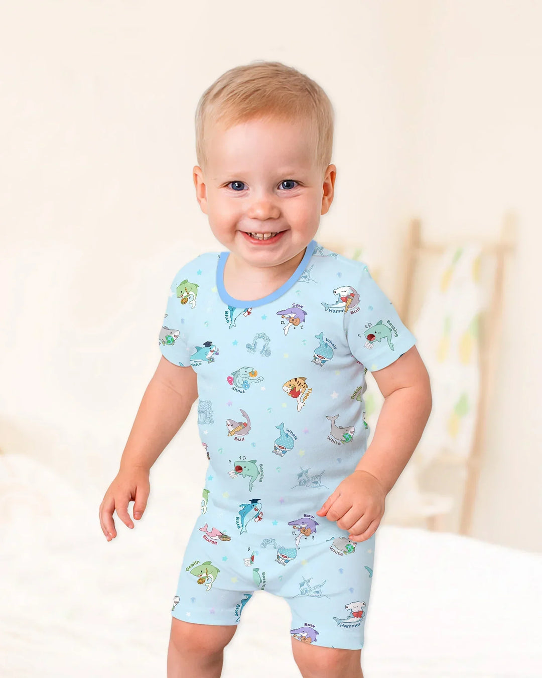 Schlafanzug-Set zweiteilig, kurze Ärmel, kurze Hose, Bambus