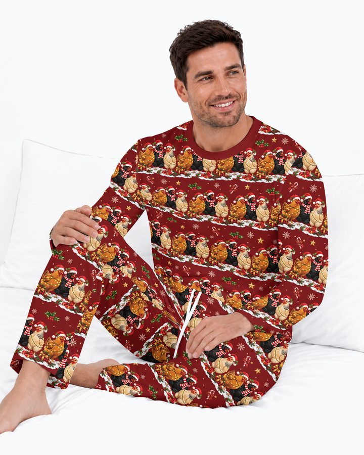 Farm Chicken Christmas Bamboo Men's Pajama Set