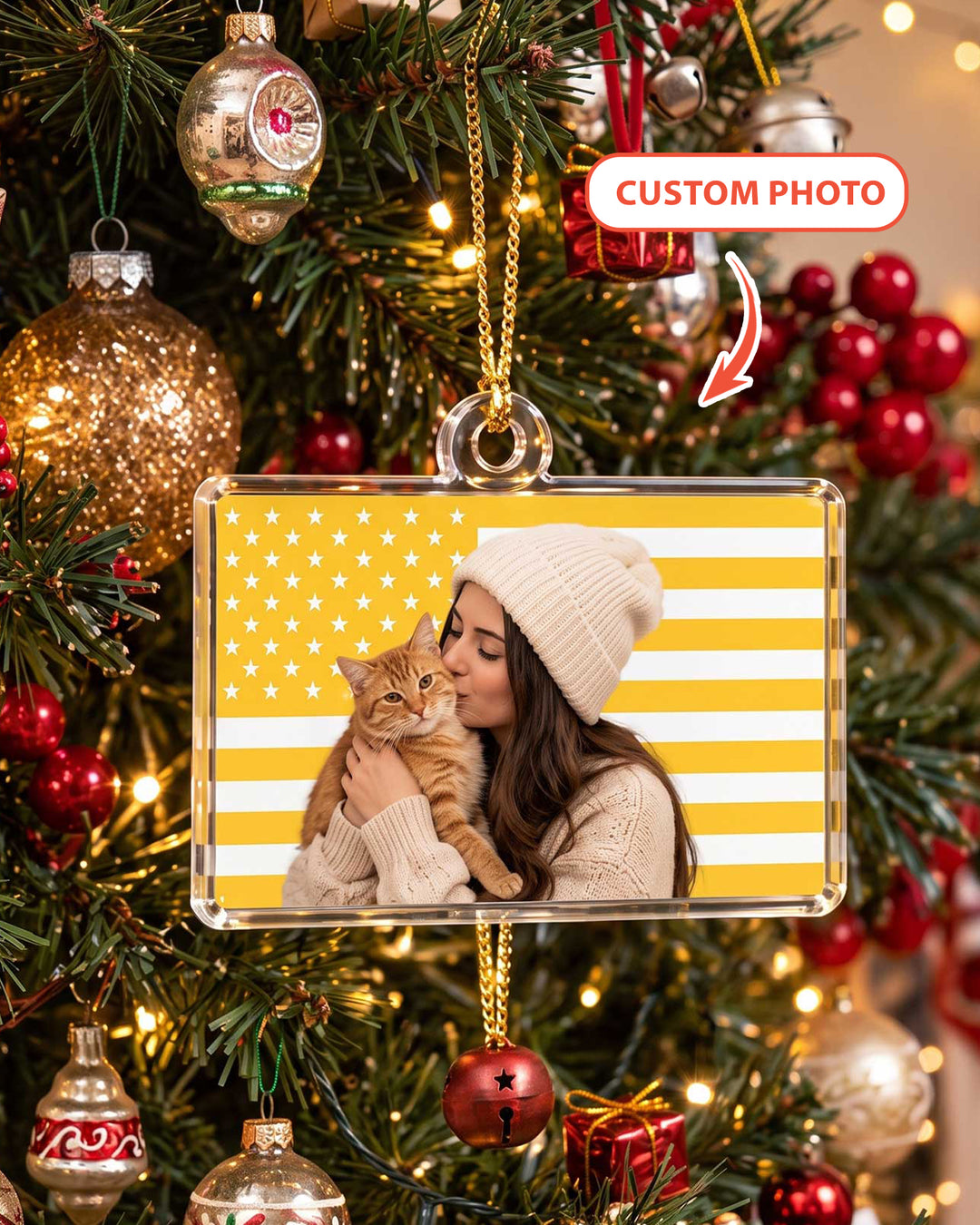 Custom Photo Flag Acrylic Ornament