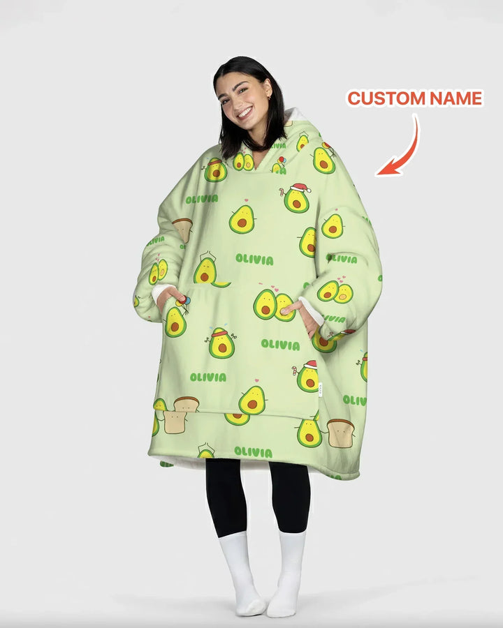 Personalisierte Niedliche Avocado Bambus Decken-Hoodie