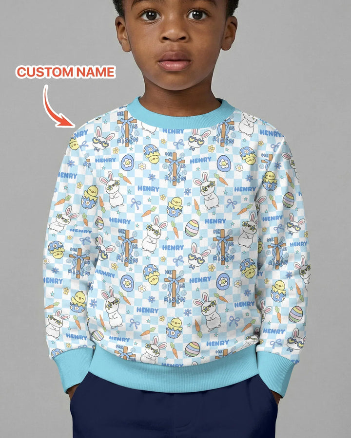 Custom Name Retro Easter Bamboo Crewneck Sweatshirt
