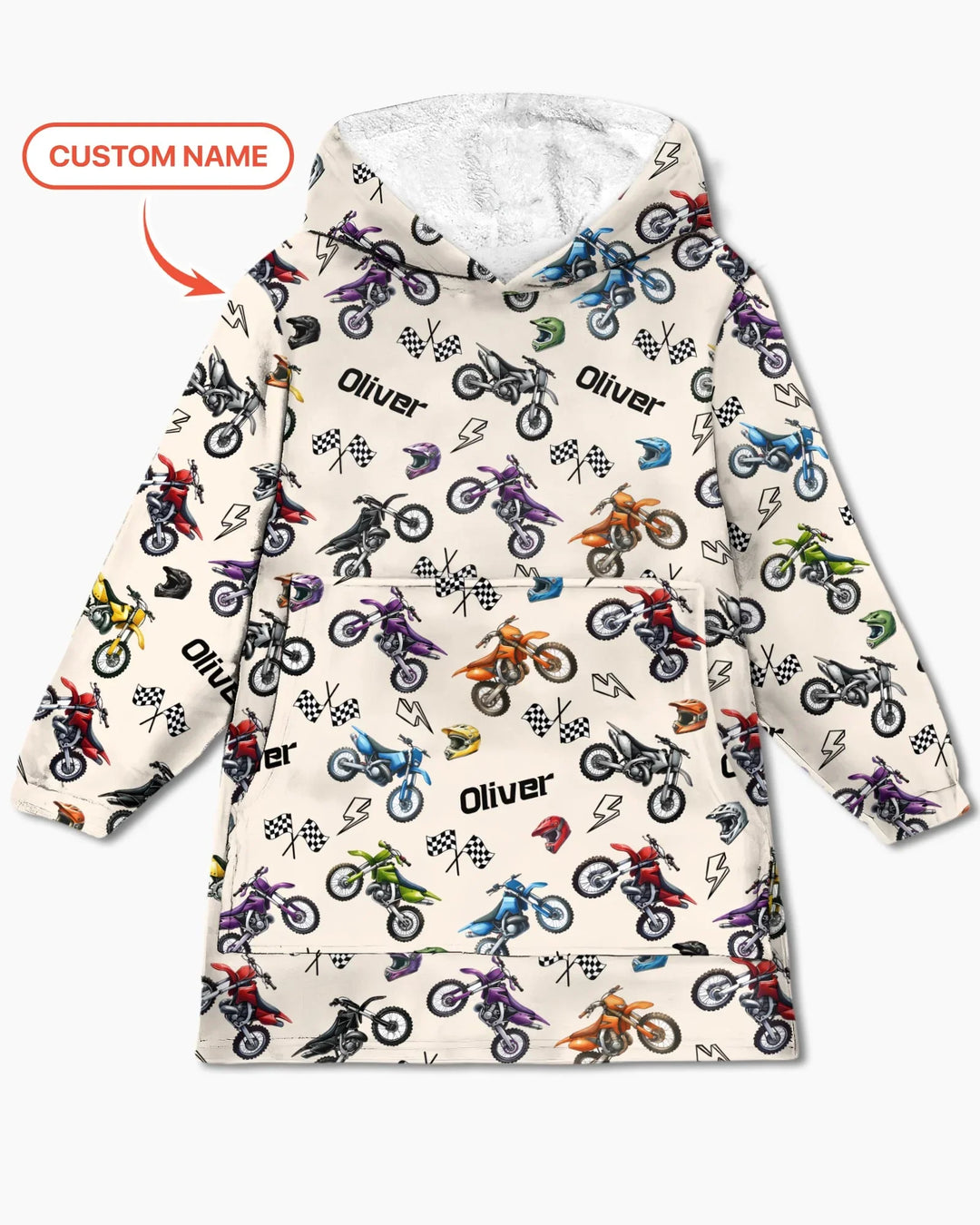 Personalisierbare Kleine Dirtbike-Fahrer Bambus-Deckenhoodie