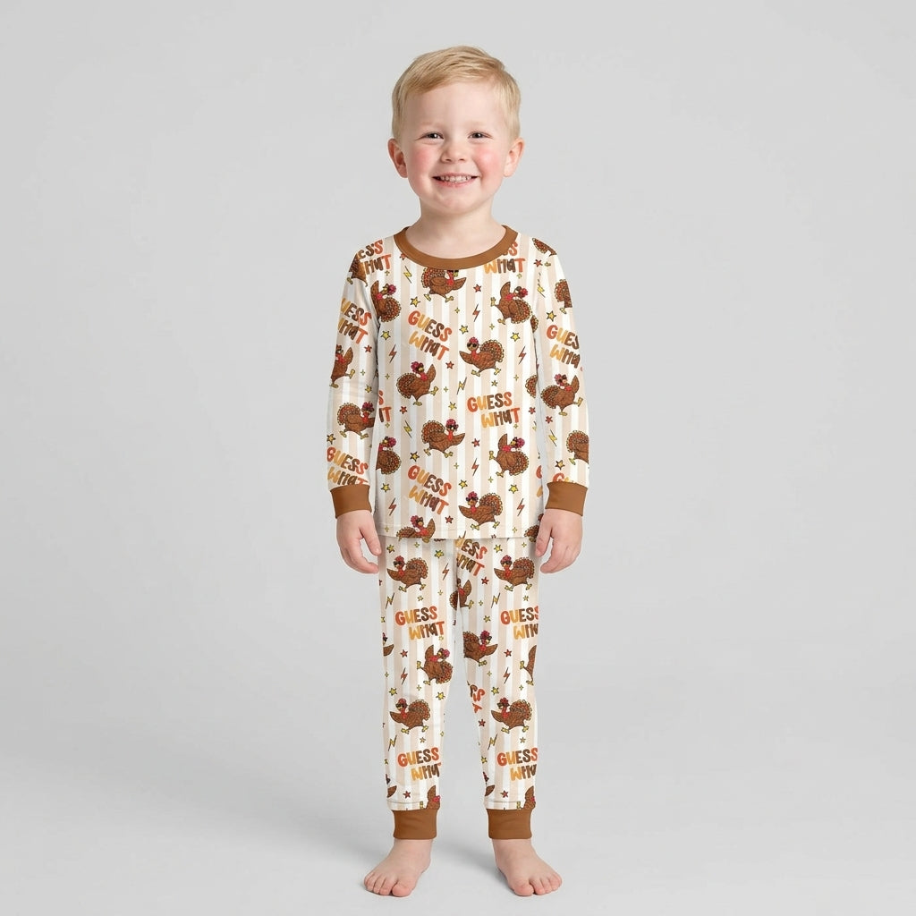Guess What Turkey Butt Bamboo Two Piece Long Sleeve Pajama Set
