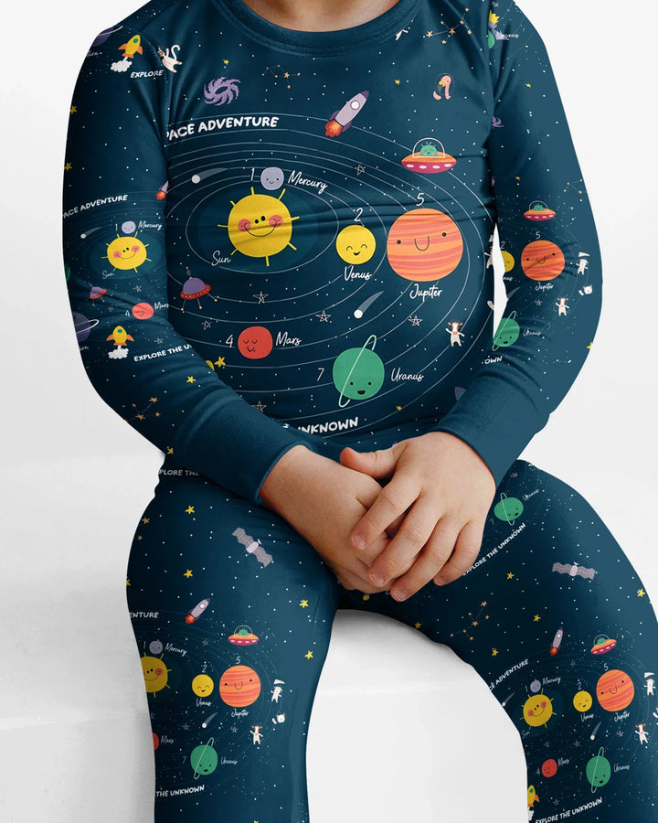 Solar System Explorers Bamboo Two Piece Long Sleeve Pajama Set