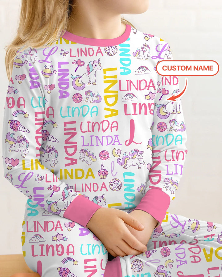 Zweiteiliges Langarm-Pyjama-Set mit Sommerfrüchten