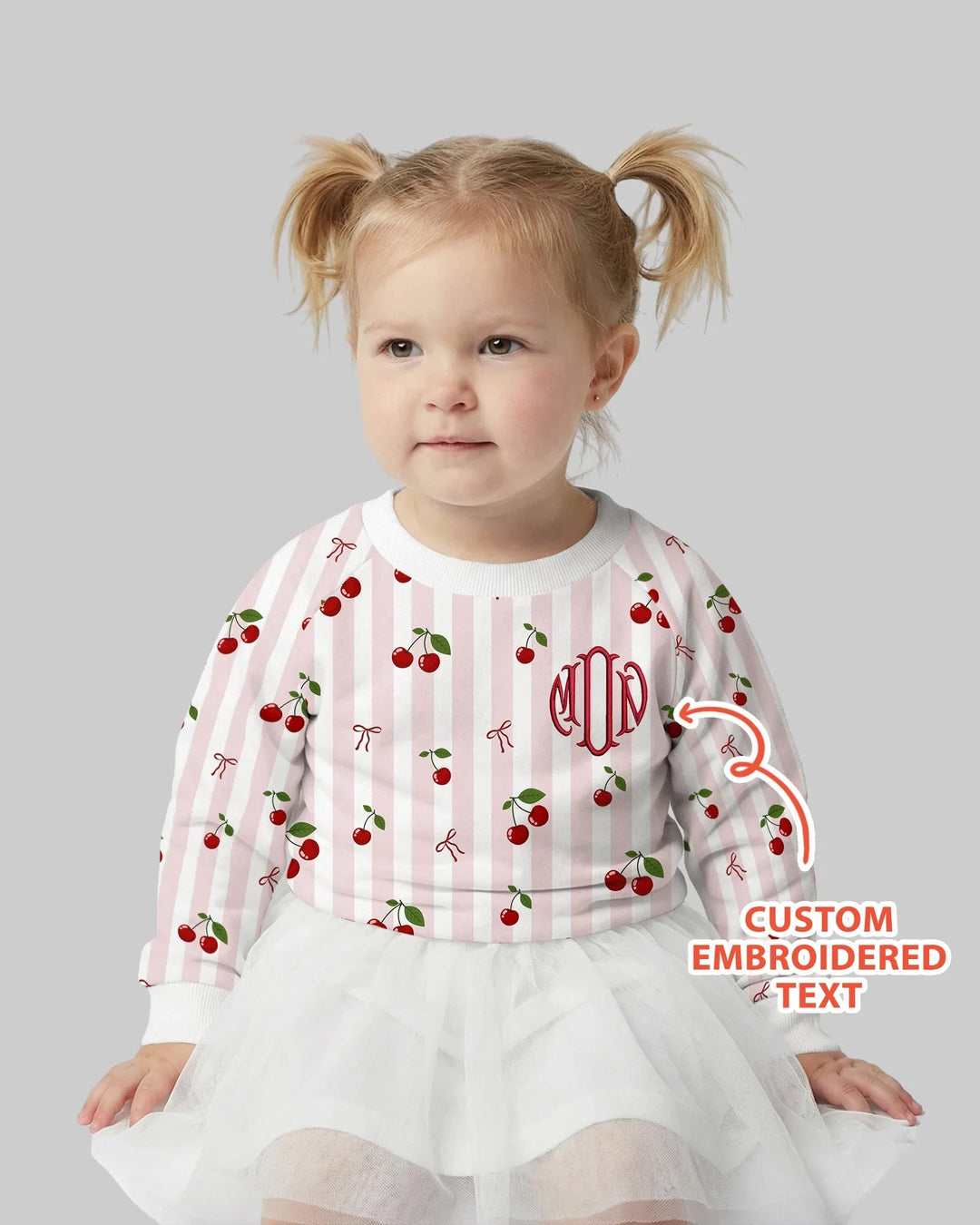 Personalisiertes besticktes Monogramm-Letter Kirsch Bambus Rundhalsshirt