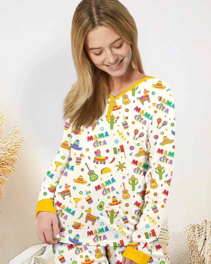 Cinco de Mayo Familie passende Pyjama-Set aus Bambus für Damen