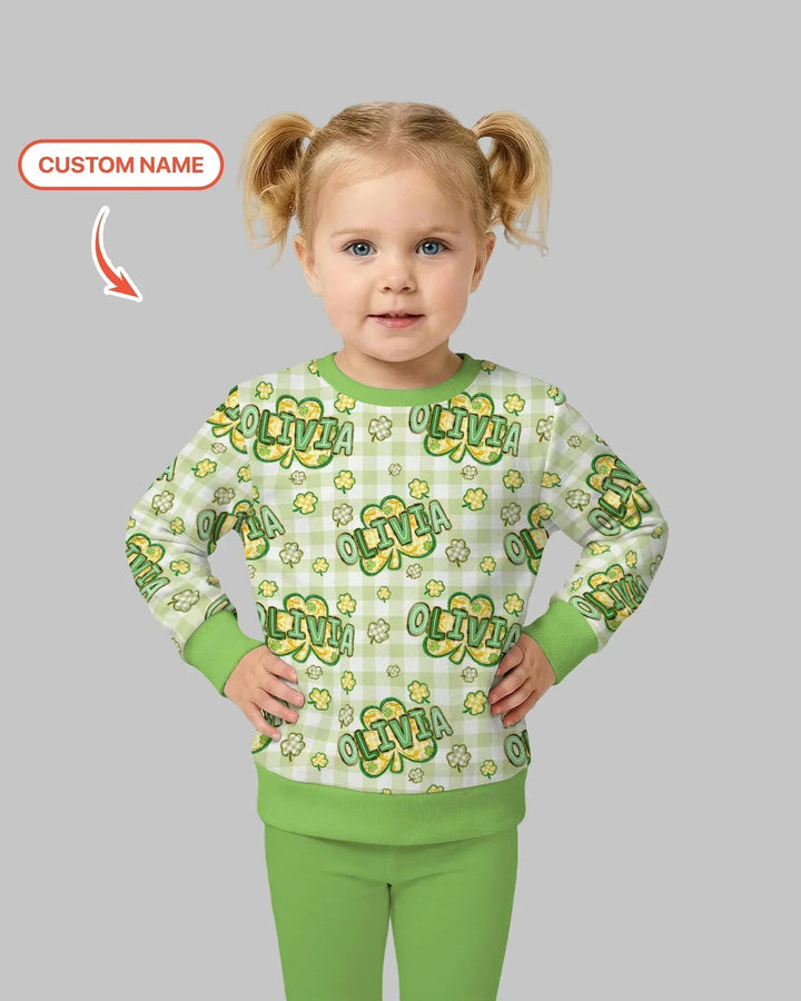 Personalisierbares Bambus-Rundhals-Sweatshirt „Lucky Shamrock“