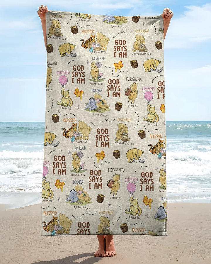 God Says I Am – Little Blessings Bamboo Beach Towel