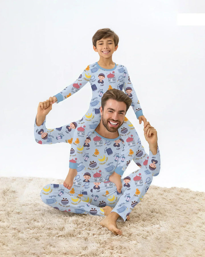 Zweiteiliges Langarm-Pyjama-Set mit Sommerfrüchten