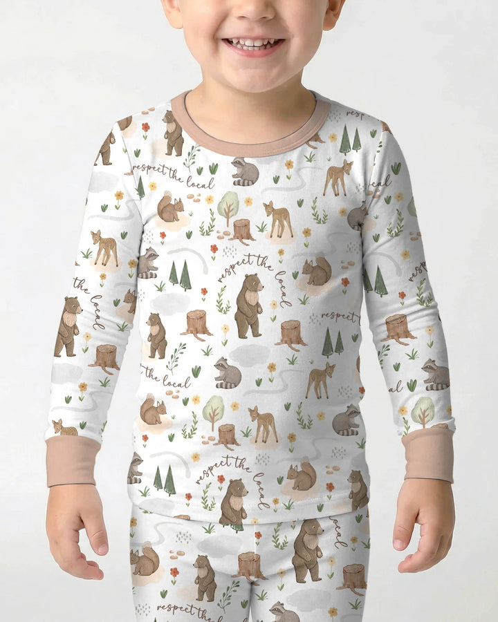 Zweiteiliges Langarm-Pyjama-Set mit Sommerfrüchten