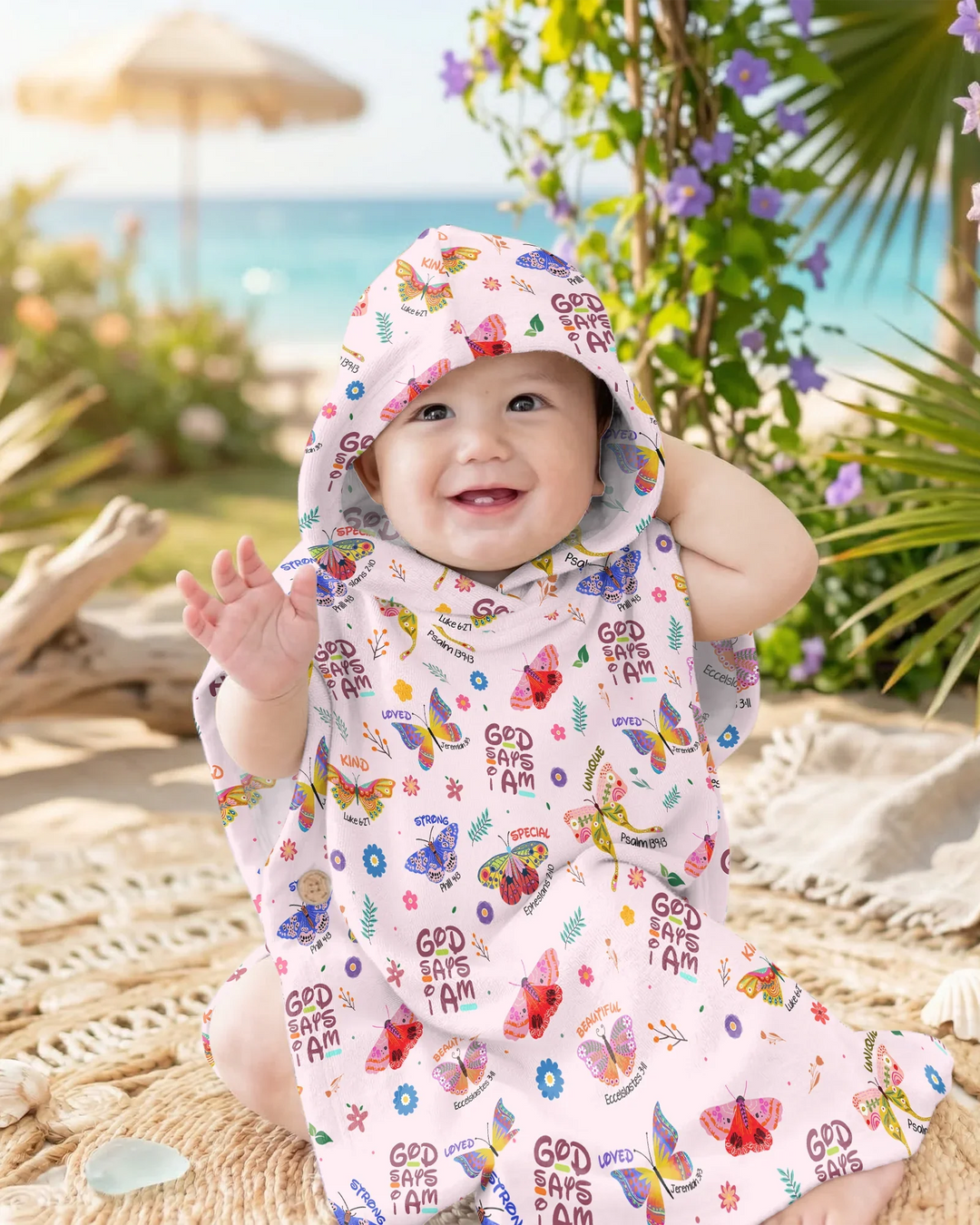 God says I am Butterfly Bamboo Swim Poncho