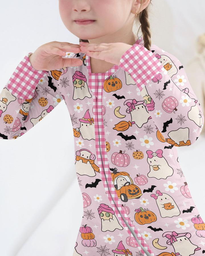 Pink Boo Patch Bamboo Convertible Zippy