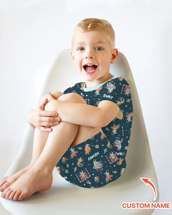 Zweiteiliges Pyjama-Set mit kurzen Ärmeln und Shorts im Sommer-Design
