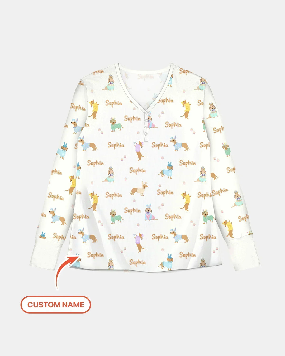 Custom Name Easter Dachshund Bamboo Women Pajama Set