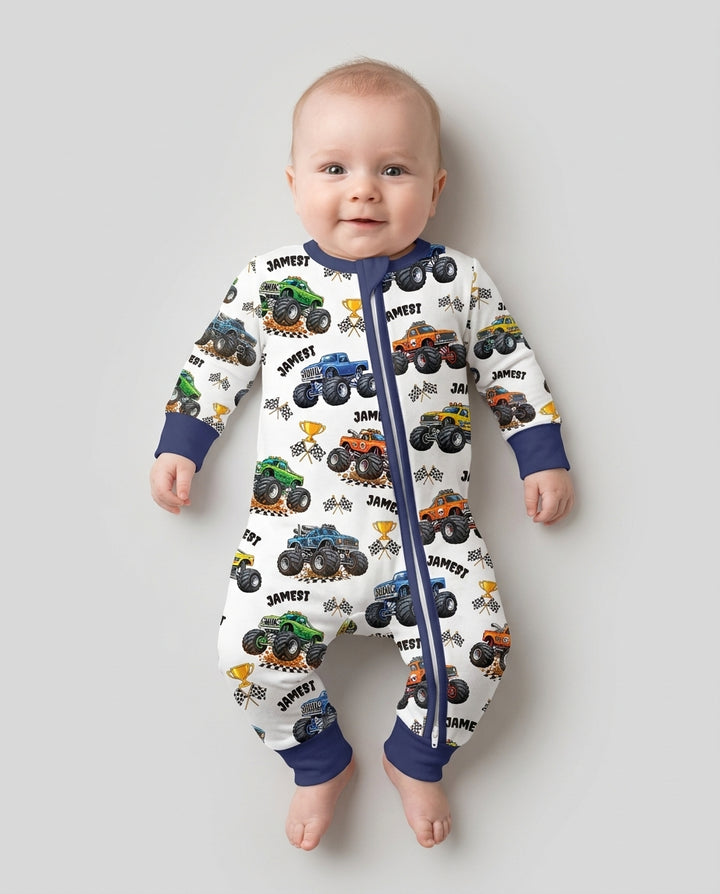 Custom Name Monster Trucks Bamboo Convertible Zippy