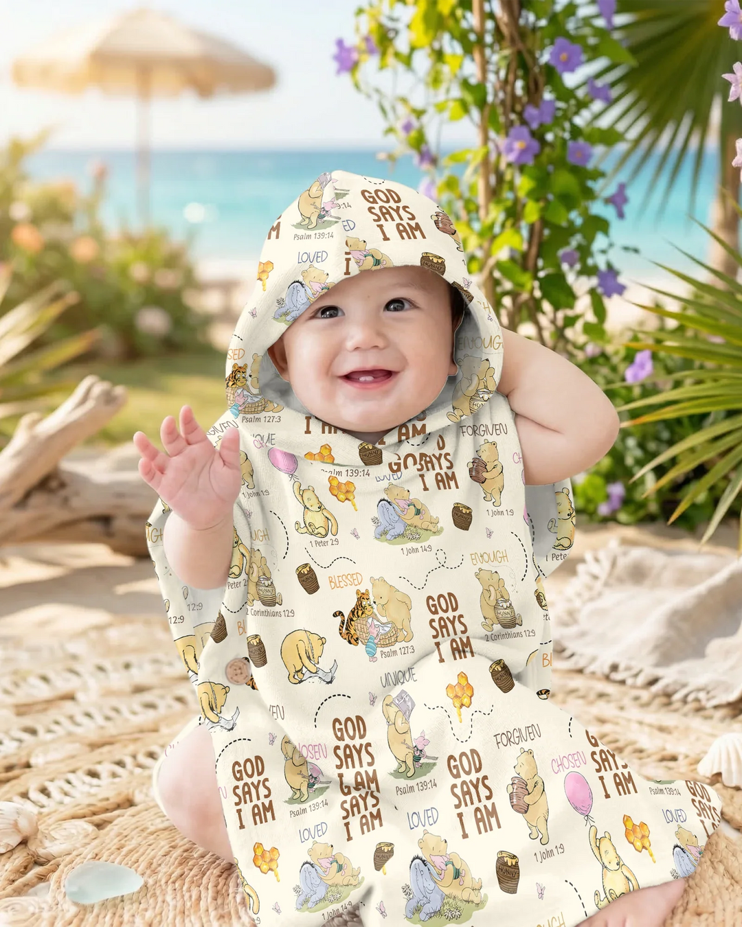 God Says I Am – Little Blessings Bamboo Swim Poncho