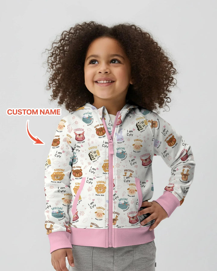God’s Little Zoo Personalisierter Kapuzenpullover aus Bambus mit Reißverschluss