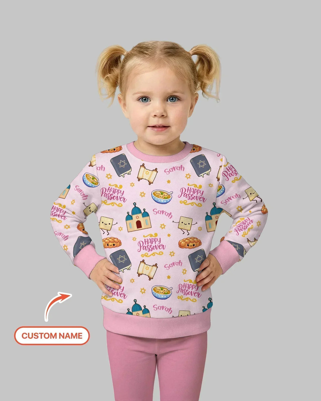 Benutzerdefinierter Name „Pesach Sameach“ Bambus-Rundhals-Sweatshirt