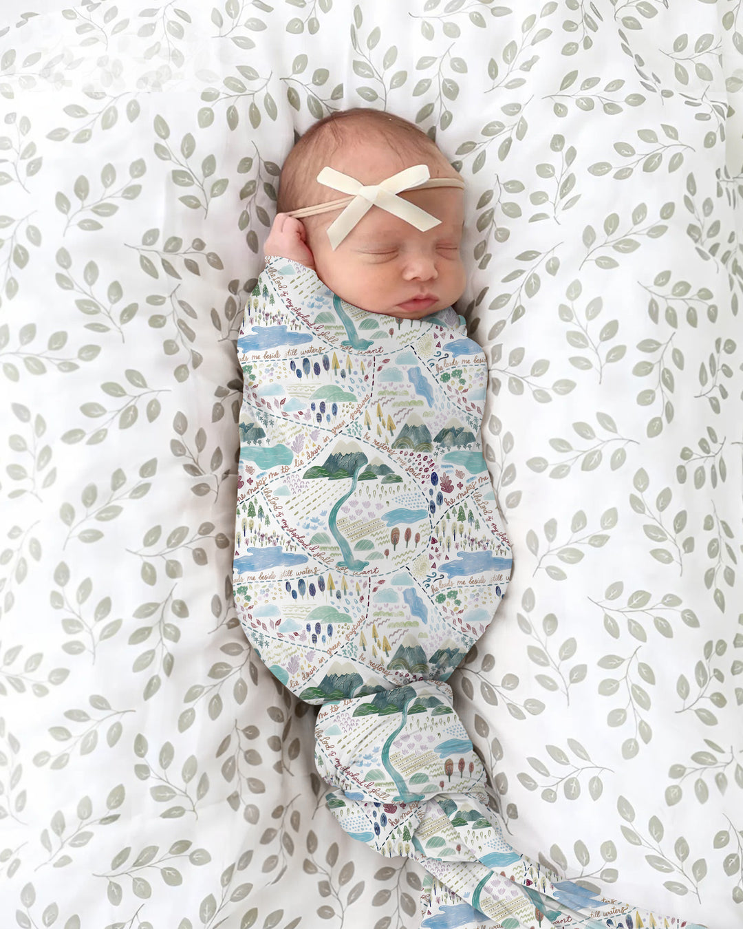 Whimsical Psalms 23 Map swaddle blanket