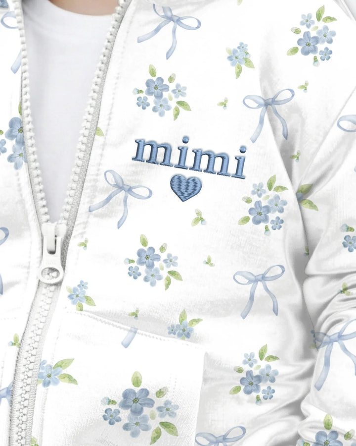 Zwillings-Set bestickter Baby-Kapuzenpullover aus Bambus mit Reißverschluss