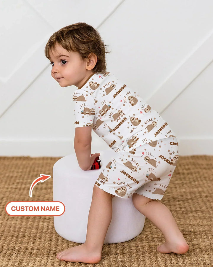 Zweiteiliges Pyjama-Set mit kurzen Ärmeln und Shorts im Sommer-Design
