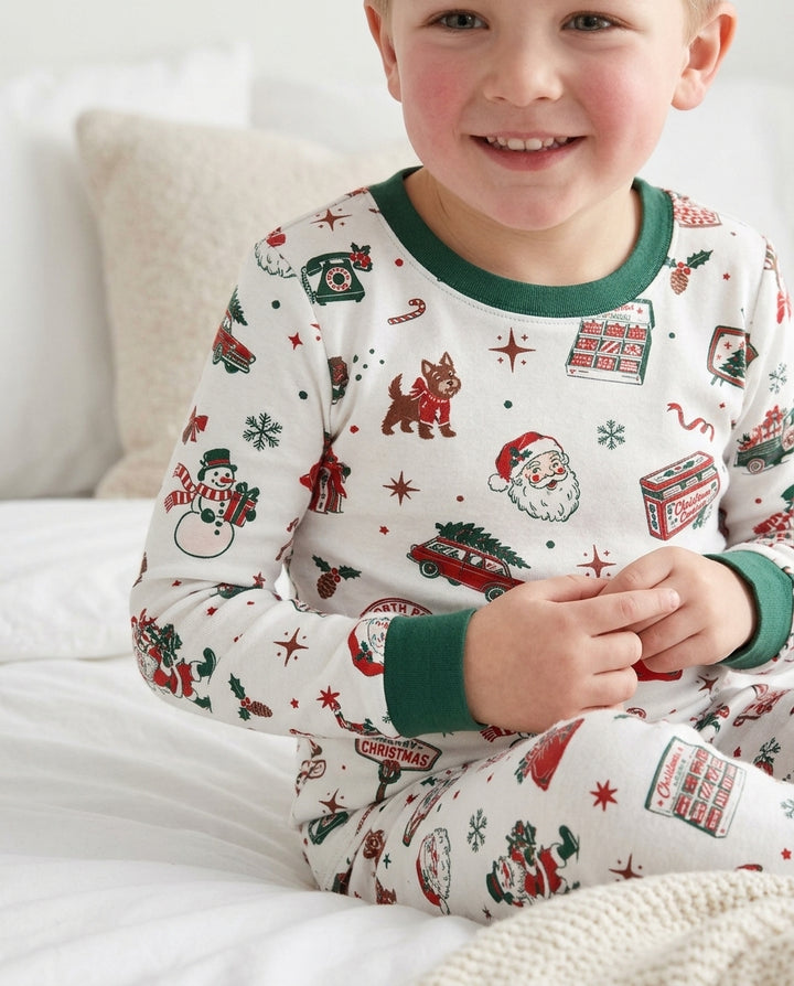 North Pole Retro Bamboo Two Piece Long Sleeve Pajama Set