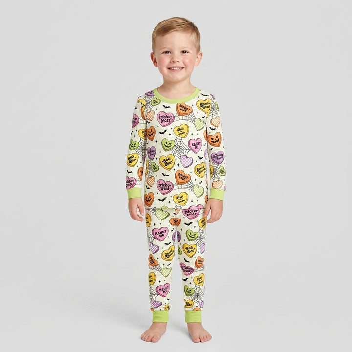 Halloween Candy Hearts Bamboo Two Piece Long Sleeve Pajama Set