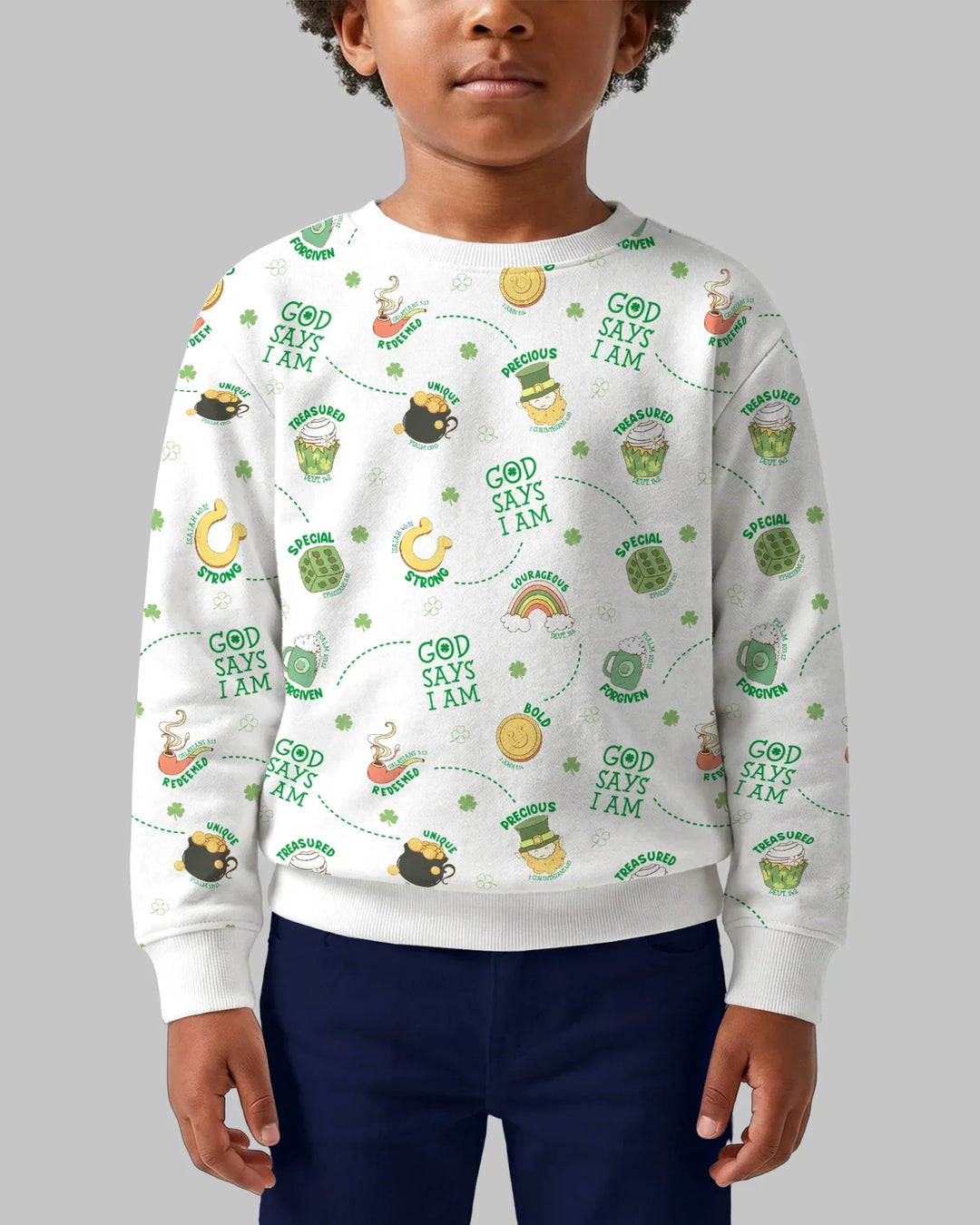 St. Patrick's Day Gott sagt, ich bin Bambus Rundhals-Sweatshirt