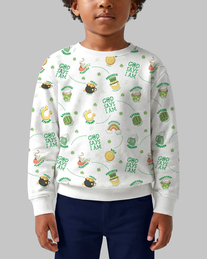 St. Patrick's Day Gott sagt, ich bin Bambus Rundhals-Sweatshirt