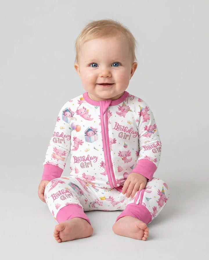 Cute Axolotl Birthday Girl Bamboo Convertible Zippy