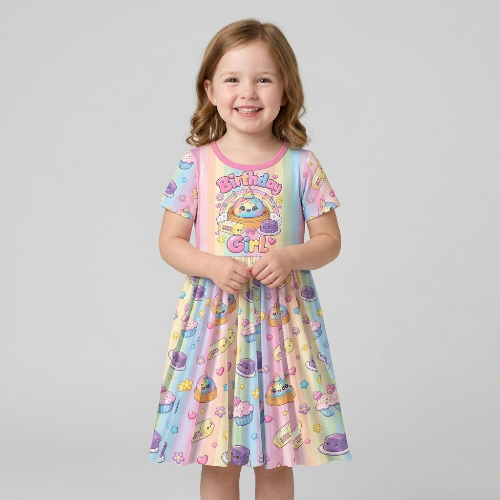 Personalized Squishy Party Birthday Girl Bamboo Twirl Dress