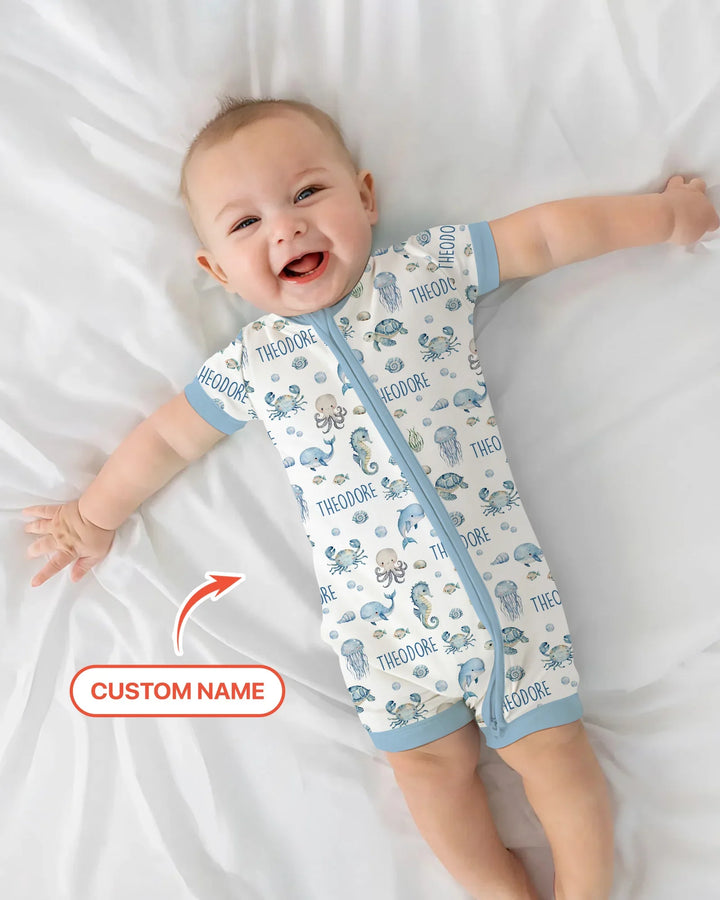 Custom Name Ocean Friends  Bamboo Shorty Zippy