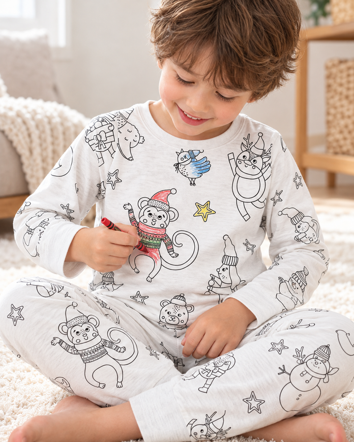 Christmas Colorable Bamboo Two Piece Pajama Set