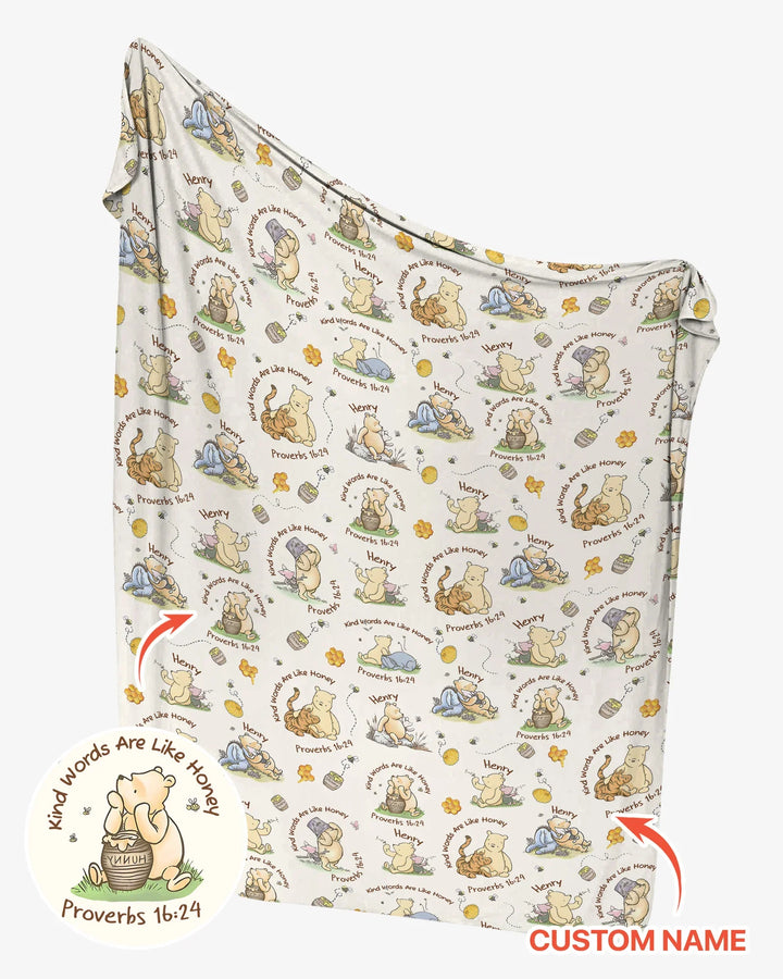 Kind Words Are Like Honey Custom Name swaddle blanket