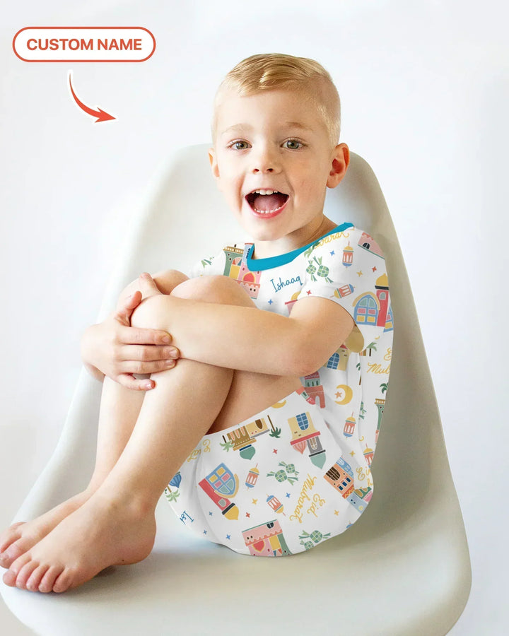 Zweiteiliges Pyjama-Set mit kurzen Ärmeln und Shorts im Sommer-Design