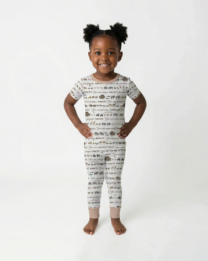 Biblical Noah's Ark Bamboo Two Piece Short Sleeve Pajama Set